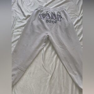 PINK Victoria's Secret White Girls' Sweatpants with 'PINK 2004' Embroidery